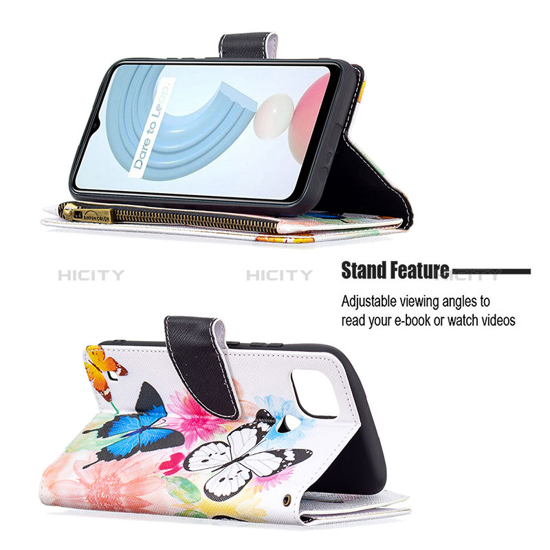 Handytasche Stand Schutzhülle Flip Leder Hülle Modisch Muster B04F für Realme C21 groß