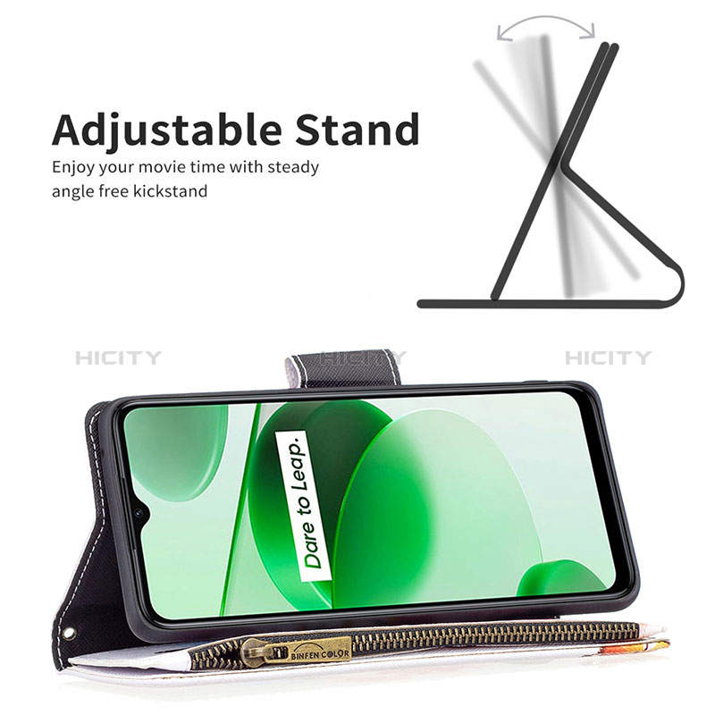 Handytasche Stand Schutzhülle Flip Leder Hülle Modisch Muster B04F für Realme C35 groß