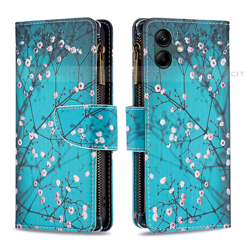 Handytasche Stand Schutzhülle Flip Leder Hülle Modisch Muster B04F für Samsung Galaxy A04E Cyan