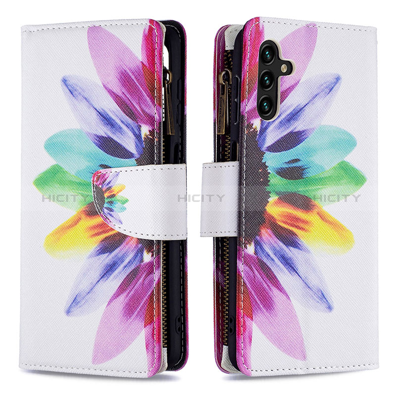 Handytasche Stand Schutzhülle Flip Leder Hülle Modisch Muster B04F für Samsung Galaxy A04s groß