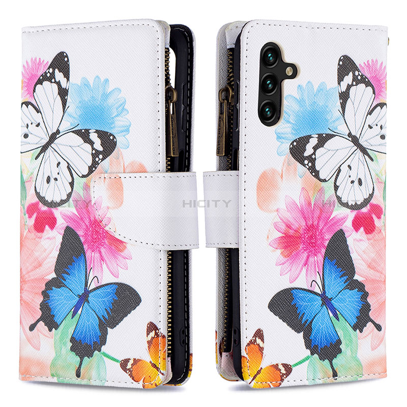 Handytasche Stand Schutzhülle Flip Leder Hülle Modisch Muster B04F für Samsung Galaxy A04s Bunt