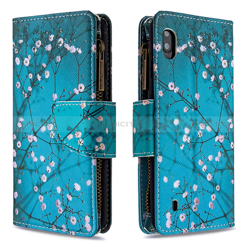 Handytasche Stand Schutzhülle Flip Leder Hülle Modisch Muster B04F für Samsung Galaxy A10 Cyan