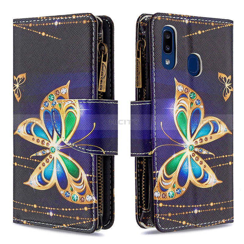 Handytasche Stand Schutzhülle Flip Leder Hülle Modisch Muster B04F für Samsung Galaxy A20e groß