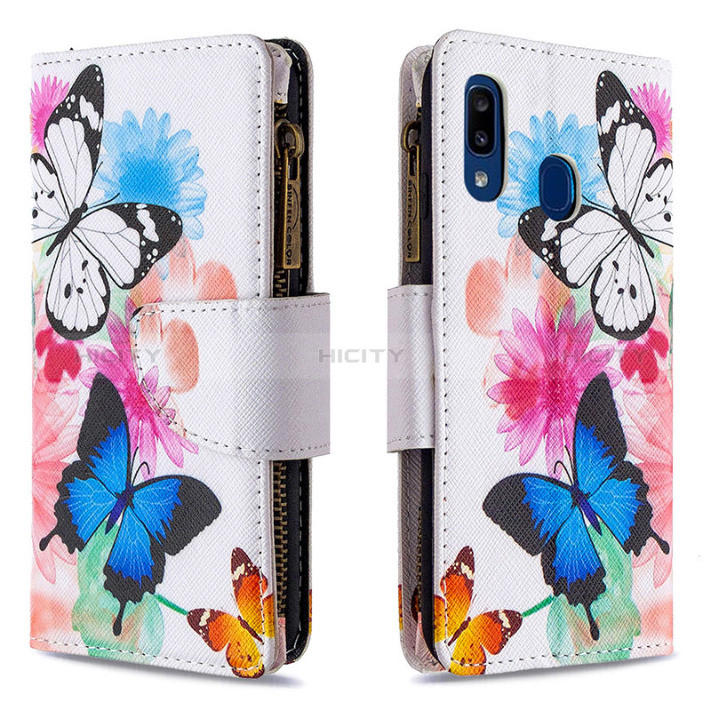 Handytasche Stand Schutzhülle Flip Leder Hülle Modisch Muster B04F für Samsung Galaxy A20e groß