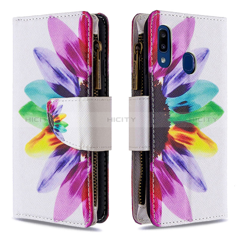 Handytasche Stand Schutzhülle Flip Leder Hülle Modisch Muster B04F für Samsung Galaxy A20e groß