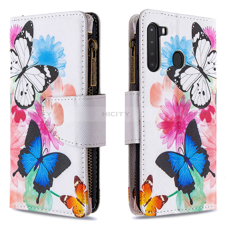 Handytasche Stand Schutzhülle Flip Leder Hülle Modisch Muster B04F für Samsung Galaxy A21 Bunt