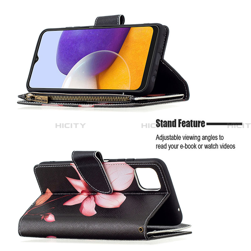 Handytasche Stand Schutzhülle Flip Leder Hülle Modisch Muster B04F für Samsung Galaxy A22 5G