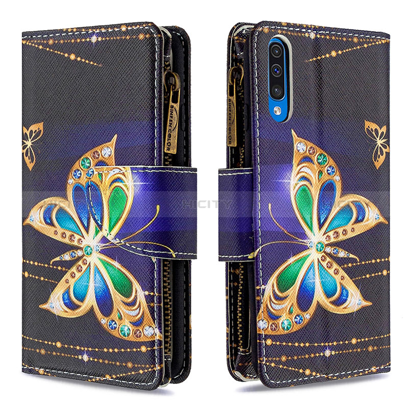 Handytasche Stand Schutzhülle Flip Leder Hülle Modisch Muster B04F für Samsung Galaxy A30S Schwarz Plus