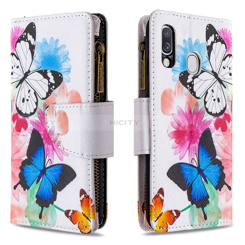 Handytasche Stand Schutzhülle Flip Leder Hülle Modisch Muster B04F für Samsung Galaxy A40 Bunt