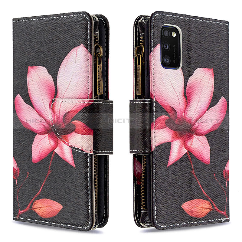 Handytasche Stand Schutzhülle Flip Leder Hülle Modisch Muster B04F für Samsung Galaxy A41 Rot Plus