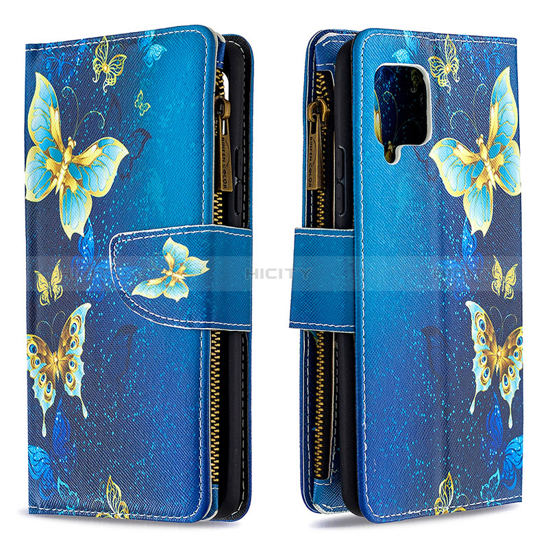 Handytasche Stand Schutzhülle Flip Leder Hülle Modisch Muster B04F für Samsung Galaxy A42 5G Blau