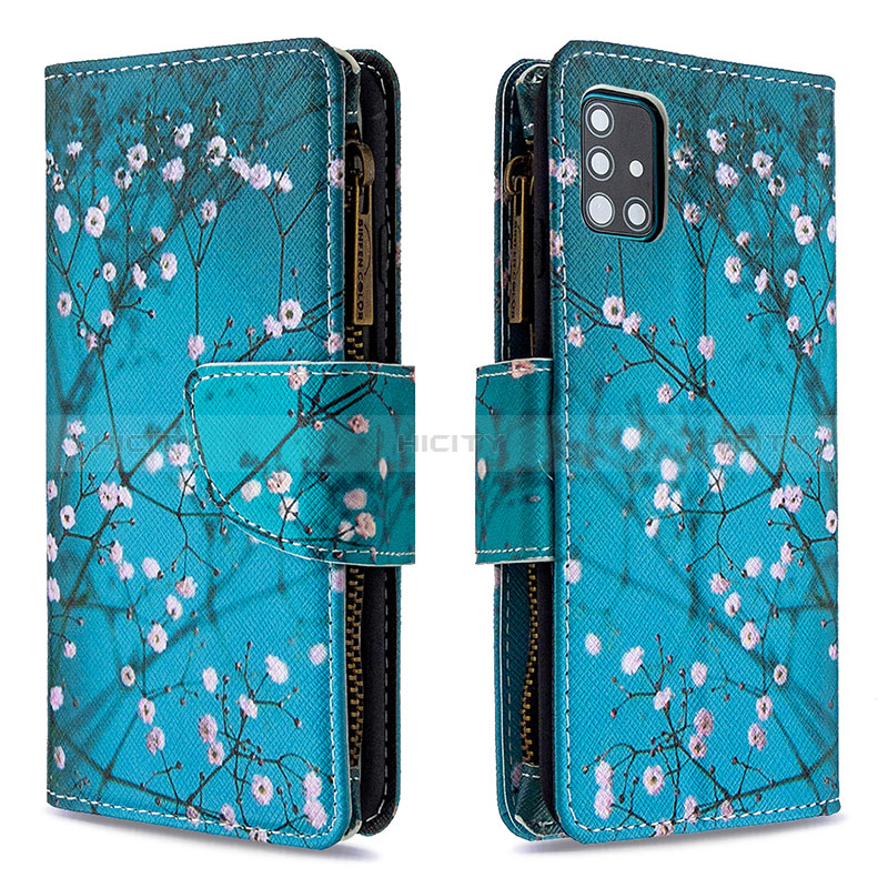 Handytasche Stand Schutzhülle Flip Leder Hülle Modisch Muster B04F für Samsung Galaxy A51 4G Cyan