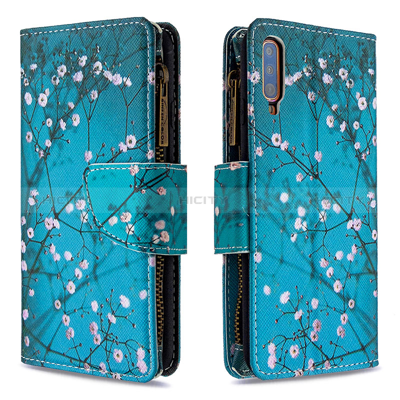 Handytasche Stand Schutzhülle Flip Leder Hülle Modisch Muster B04F für Samsung Galaxy A70S Cyan