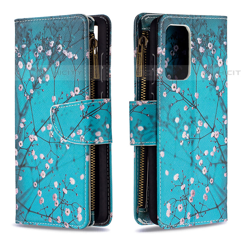 Handytasche Stand Schutzhülle Flip Leder Hülle Modisch Muster B04F für Samsung Galaxy A72 5G Cyan Plus