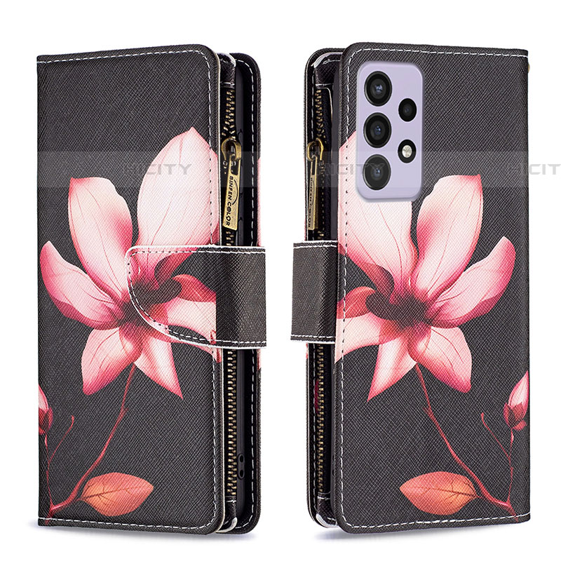 Handytasche Stand Schutzhülle Flip Leder Hülle Modisch Muster B04F für Samsung Galaxy A73 5G Rot