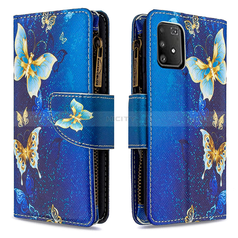 Handytasche Stand Schutzhülle Flip Leder Hülle Modisch Muster B04F für Samsung Galaxy A91 Blau