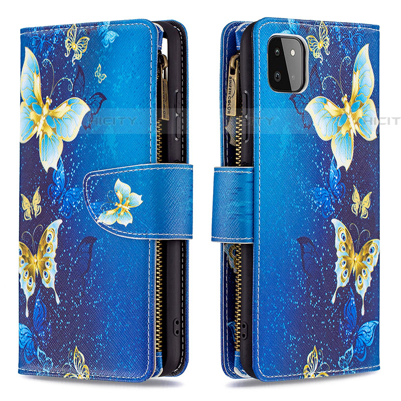 Handytasche Stand Schutzhülle Flip Leder Hülle Modisch Muster B04F für Samsung Galaxy F42 5G Blau