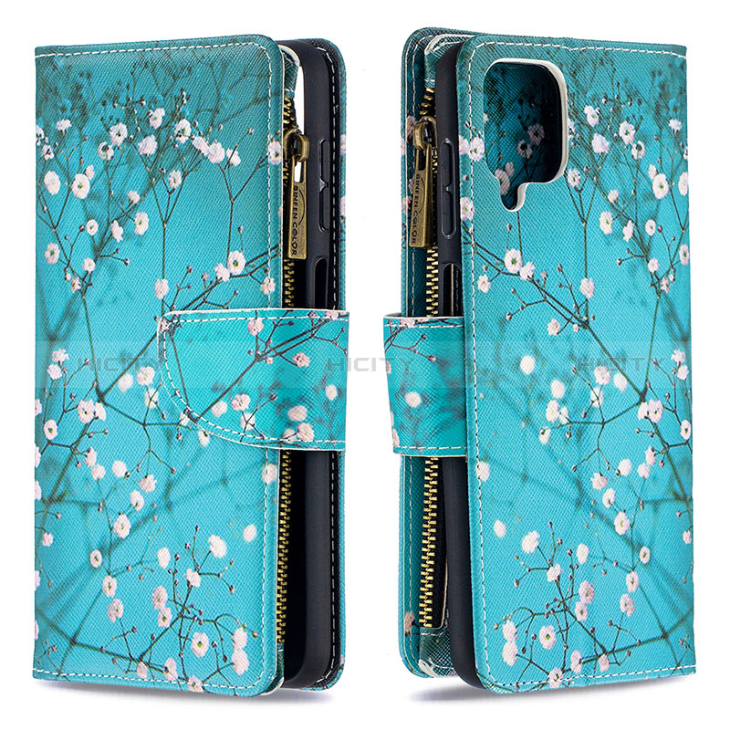 Handytasche Stand Schutzhülle Flip Leder Hülle Modisch Muster B04F für Samsung Galaxy M12 Cyan Plus