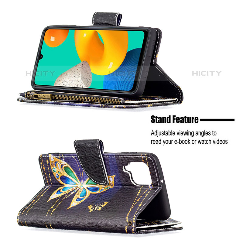 Handytasche Stand Schutzhülle Flip Leder Hülle Modisch Muster B04F für Samsung Galaxy M32 4G groß