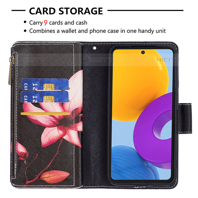 Handytasche Stand Schutzhülle Flip Leder Hülle Modisch Muster B04F für Samsung Galaxy M52 5G groß