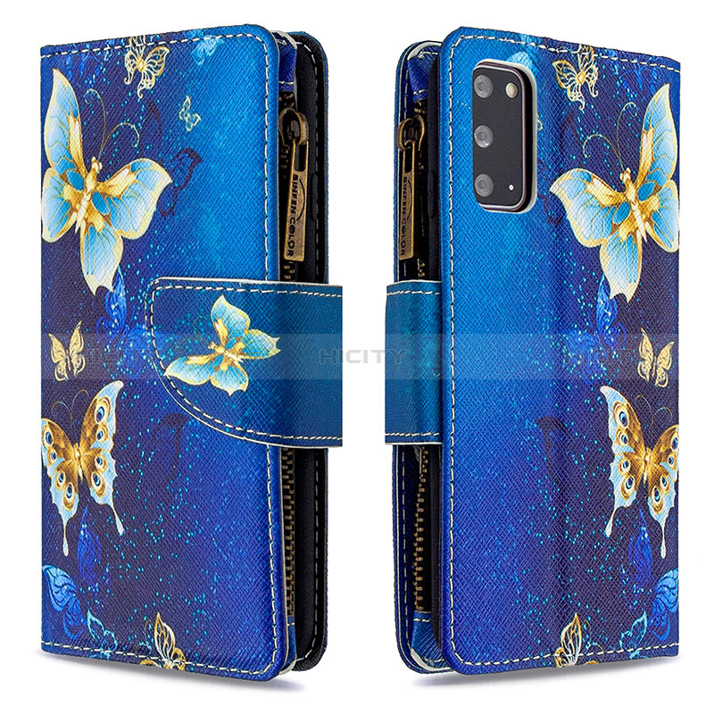 Handytasche Stand Schutzhülle Flip Leder Hülle Modisch Muster B04F für Samsung Galaxy S20 5G Blau