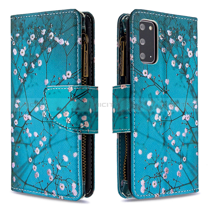 Handytasche Stand Schutzhülle Flip Leder Hülle Modisch Muster B04F für Samsung Galaxy S20 5G Cyan