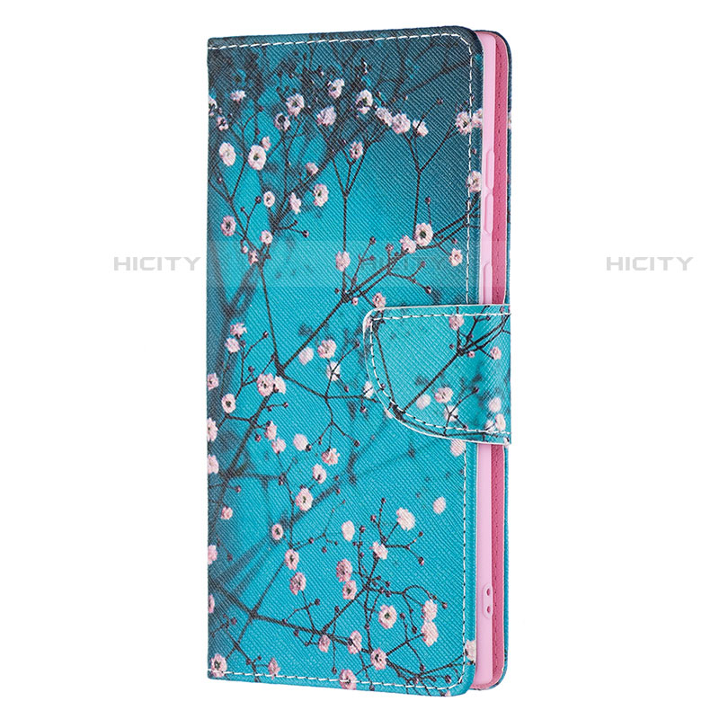 Handytasche Stand Schutzhülle Flip Leder Hülle Modisch Muster B04F für Samsung Galaxy S21 Ultra 5G Blau