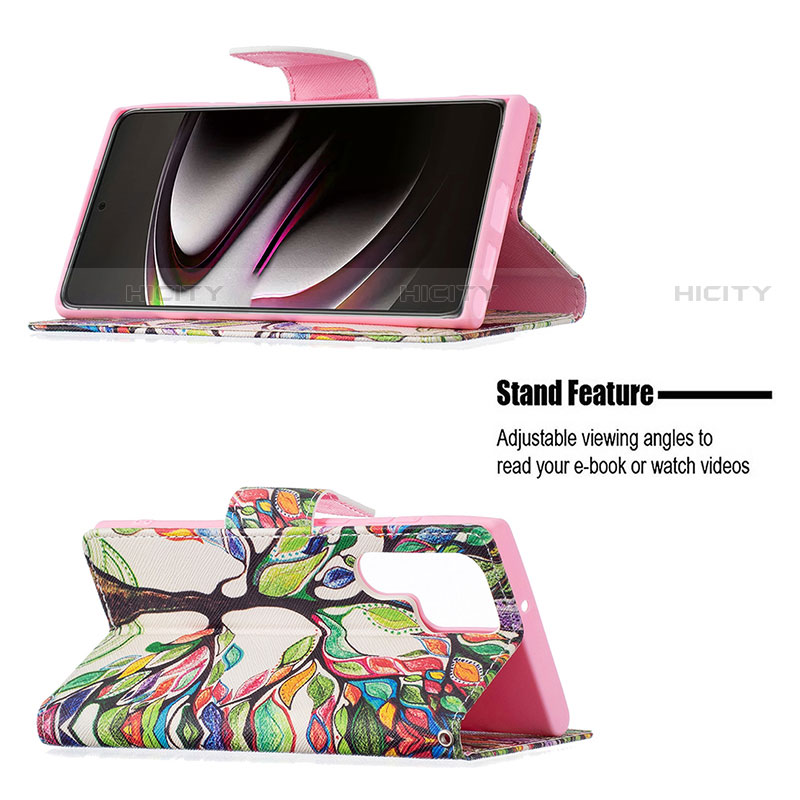 Handytasche Stand Schutzhülle Flip Leder Hülle Modisch Muster B04F für Samsung Galaxy S23 Ultra 5G groß