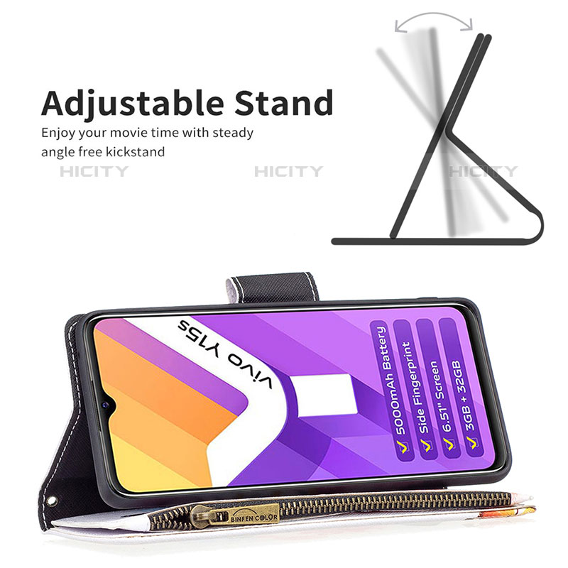 Handytasche Stand Schutzhülle Flip Leder Hülle Modisch Muster B04F für Vivo iQOO U5x