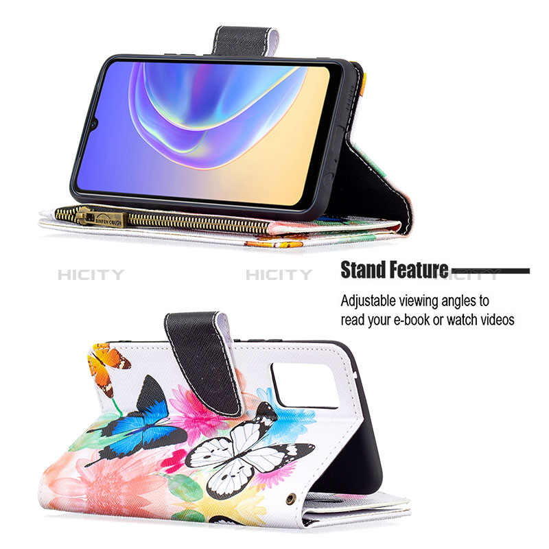 Handytasche Stand Schutzhülle Flip Leder Hülle Modisch Muster B04F für Vivo V21e 4G groß