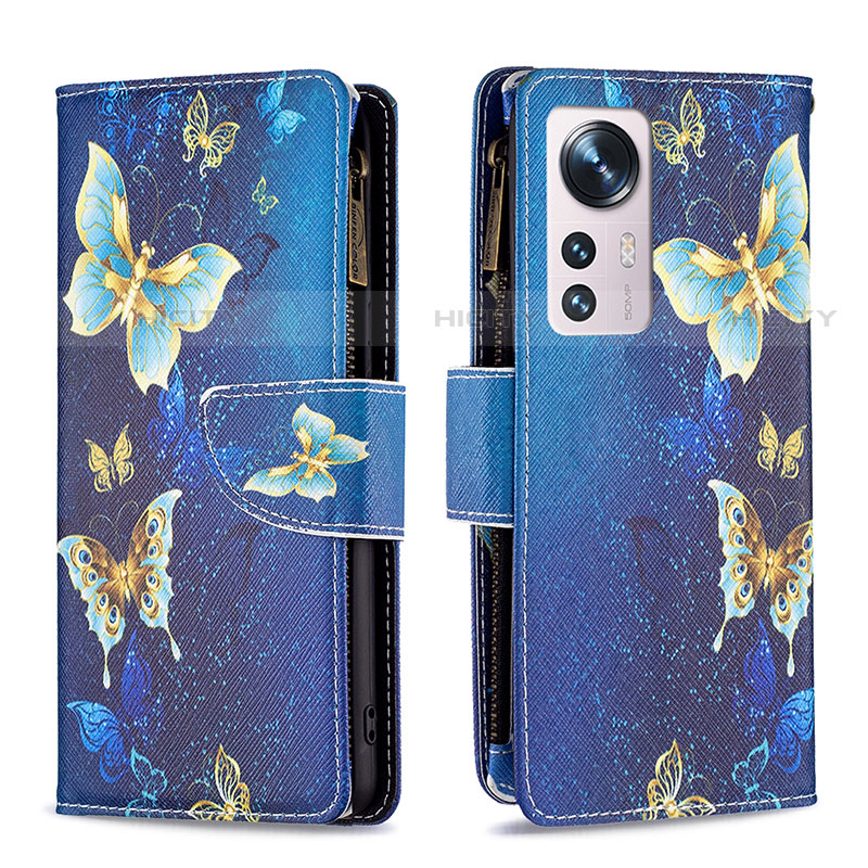 Handytasche Stand Schutzhülle Flip Leder Hülle Modisch Muster B04F für Xiaomi Mi 12 Pro 5G Blau