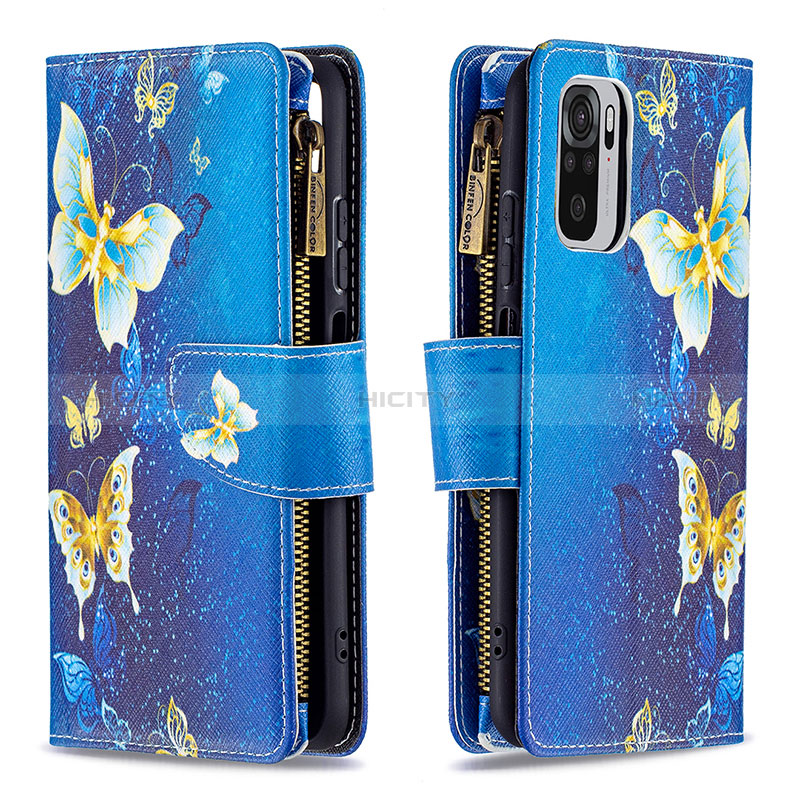 Handytasche Stand Schutzhülle Flip Leder Hülle Modisch Muster B04F für Xiaomi Poco M5S Blau Plus