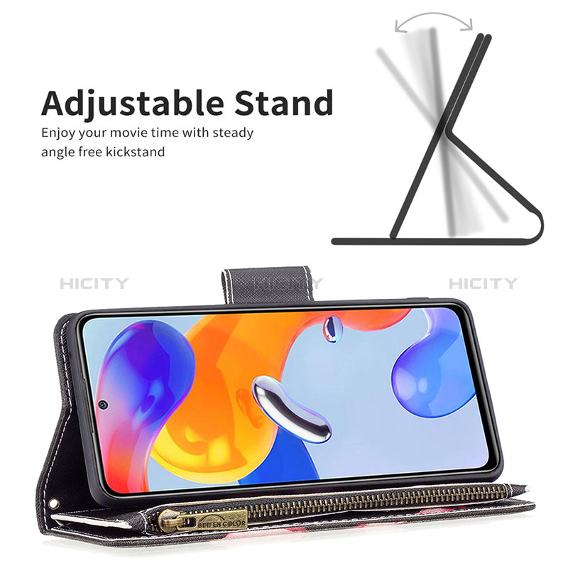 Handytasche Stand Schutzhülle Flip Leder Hülle Modisch Muster B04F für Xiaomi Redmi Note 11 Pro 4G groß