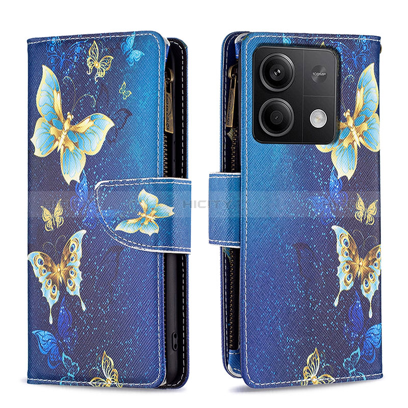 Handytasche Stand Schutzhülle Flip Leder Hülle Modisch Muster B04F für Xiaomi Redmi Note 13 5G Blau