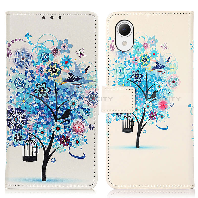 Handytasche Stand Schutzhülle Flip Leder Hülle Modisch Muster D02Y für Samsung Galaxy A23e 5G Blau