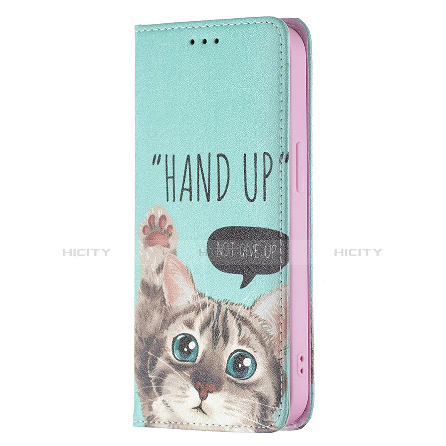 Handytasche Stand Schutzhülle Flip Leder Hülle Modisch Muster für Apple iPhone 13 Mini Cyan