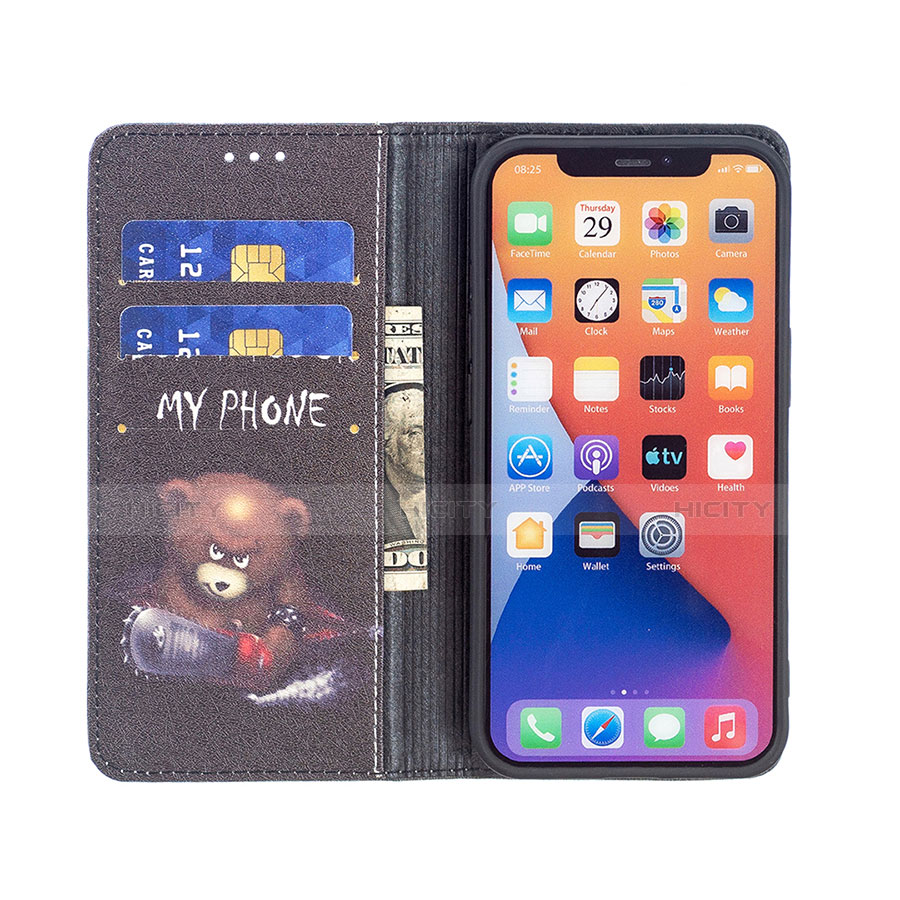 Handytasche Stand Schutzhülle Flip Leder Hülle Modisch Muster für Apple iPhone 14 Plus Schwarz groß