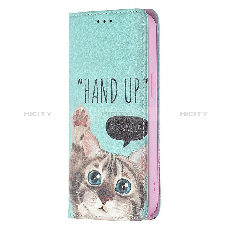 Handytasche Stand Schutzhülle Flip Leder Hülle Modisch Muster für Apple iPhone 15 Cyan