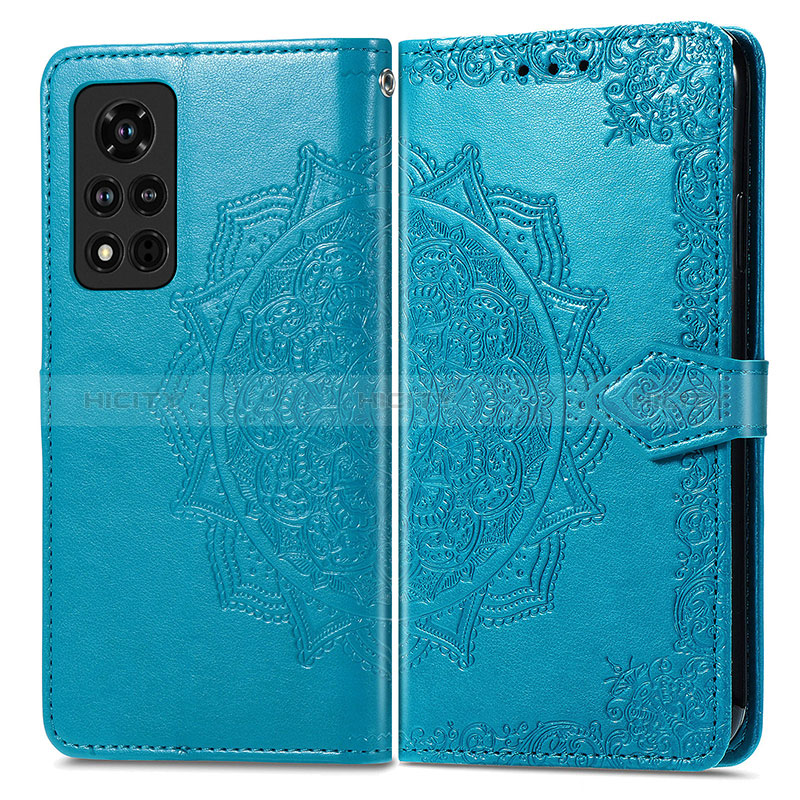 Handytasche Stand Schutzhülle Flip Leder Hülle Modisch Muster für Huawei Honor V40 5G Blau Plus