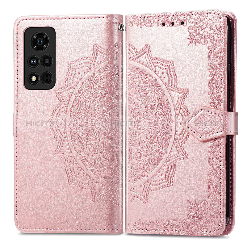 Handytasche Stand Schutzhülle Flip Leder Hülle Modisch Muster für Huawei Honor V40 5G Rosegold