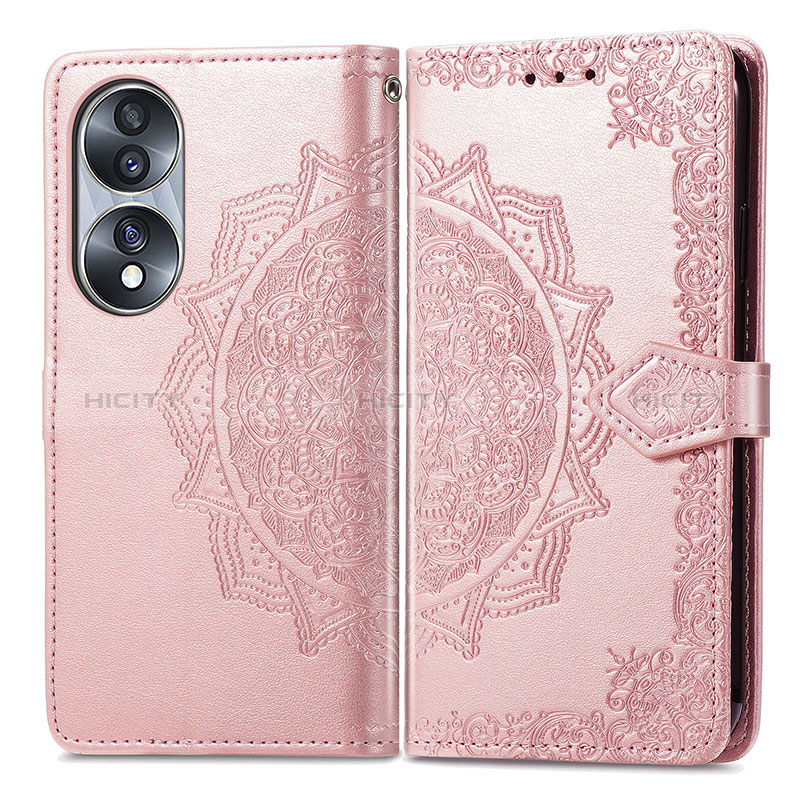 Handytasche Stand Schutzhülle Flip Leder Hülle Modisch Muster für Huawei Honor X7b Rosegold Plus