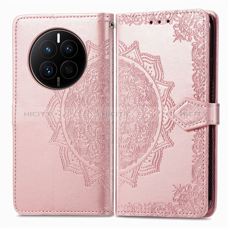 Handytasche Stand Schutzhülle Flip Leder Hülle Modisch Muster für Huawei Mate 50 Rosegold