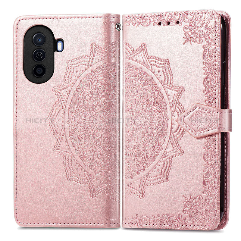 Handytasche Stand Schutzhülle Flip Leder Hülle Modisch Muster für Huawei Nova Y70 Rosegold