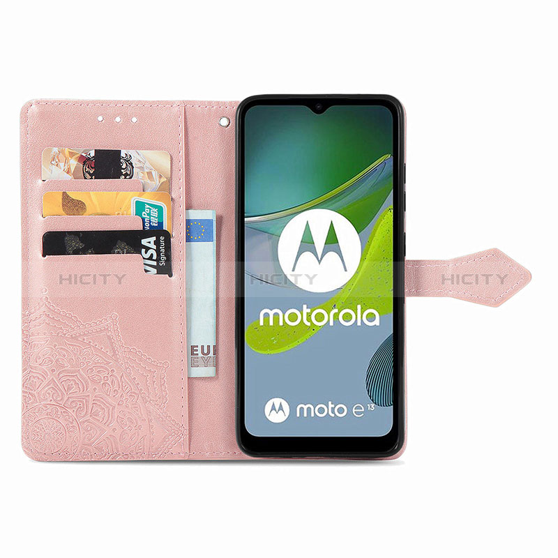 Handytasche Stand Schutzhülle Flip Leder Hülle Modisch Muster für Motorola Moto E13 groß