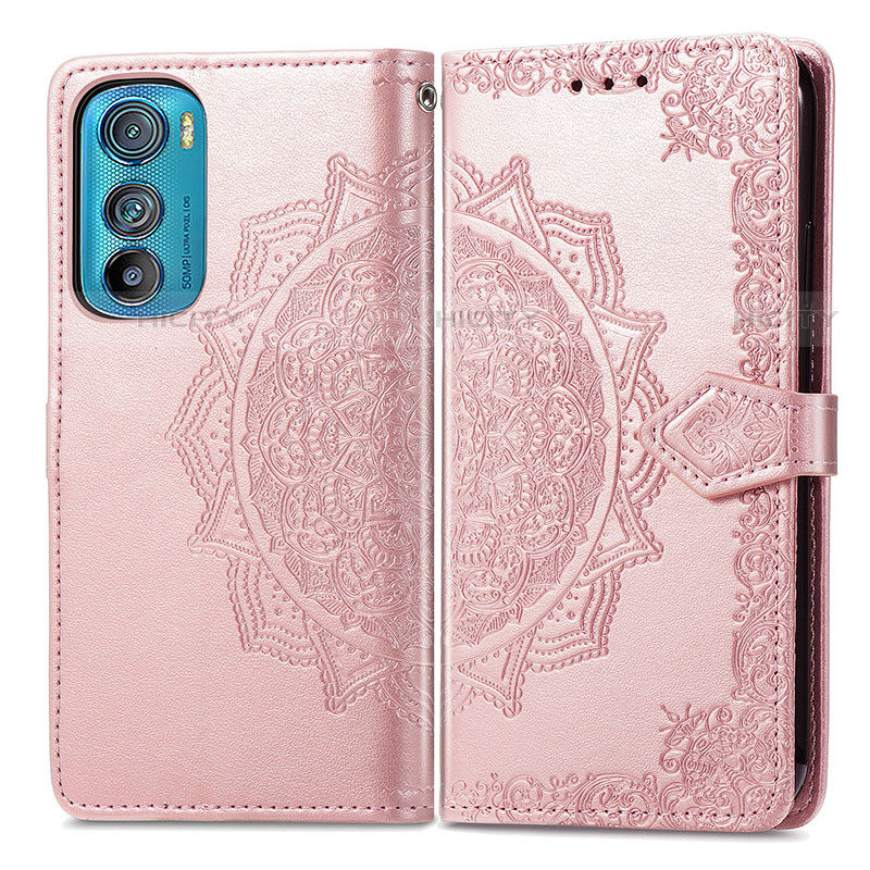 Handytasche Stand Schutzhülle Flip Leder Hülle Modisch Muster für Motorola Moto Edge 30 5G Rosegold