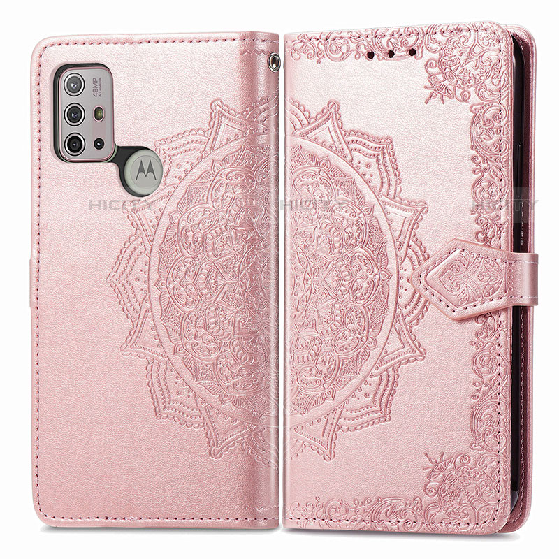 Handytasche Stand Schutzhülle Flip Leder Hülle Modisch Muster für Motorola Moto G30 Rosegold