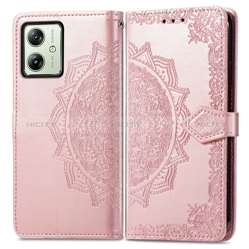 Handytasche Stand Schutzhülle Flip Leder Hülle Modisch Muster für Motorola Moto G54 5G Rosegold