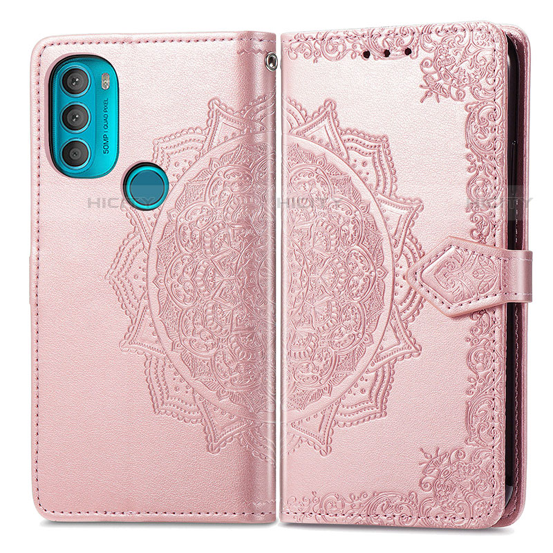 Handytasche Stand Schutzhülle Flip Leder Hülle Modisch Muster für Motorola Moto G71 5G Rosegold