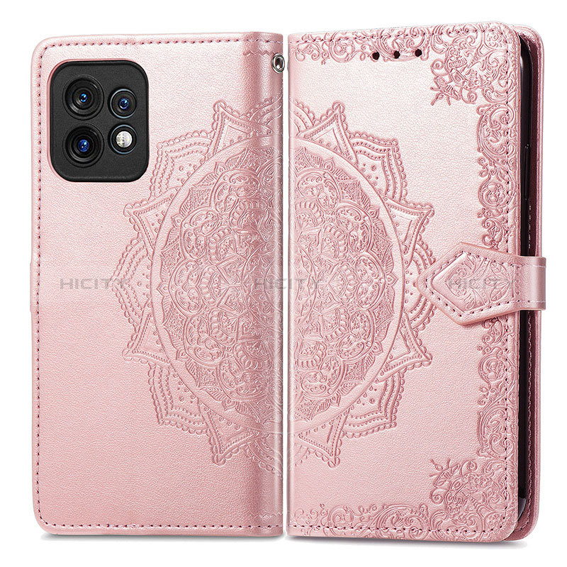 Handytasche Stand Schutzhülle Flip Leder Hülle Modisch Muster für Motorola Moto X40 5G Rosegold