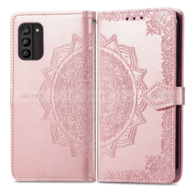 Handytasche Stand Schutzhülle Flip Leder Hülle Modisch Muster für Nokia G100 Rosegold Plus